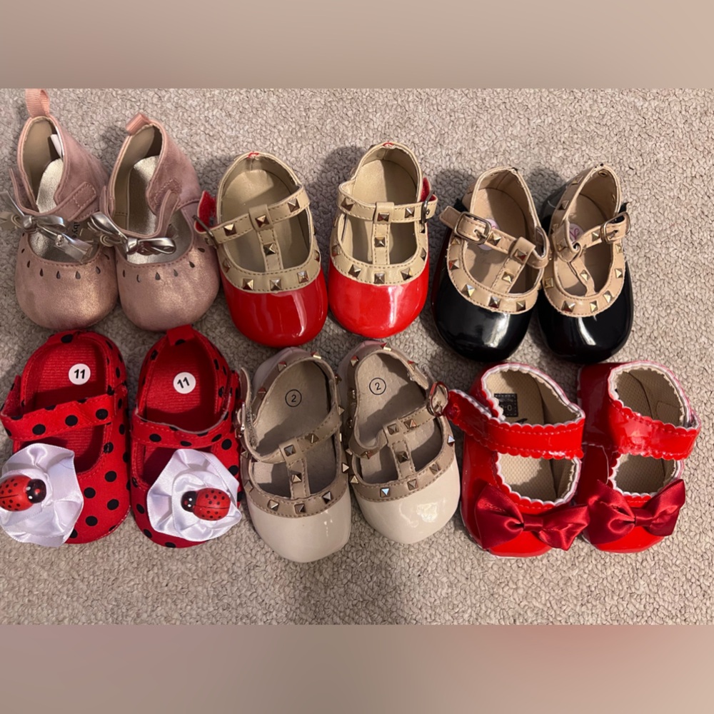 Bundle of 6 size 2 baby girl dress shoes